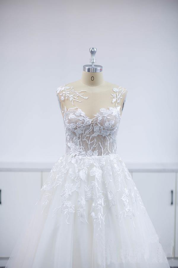 Wunderschöne Brautkleider A Linie Spitze | Hochzeitskleider Online Günstig