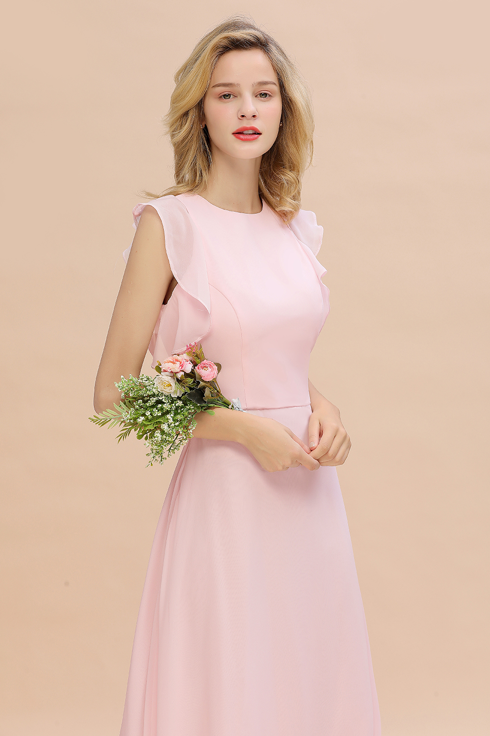 Rosa Bruatjungfernkleider Chiffon | Kleider Brautjungfer Günstig-Misshow.de