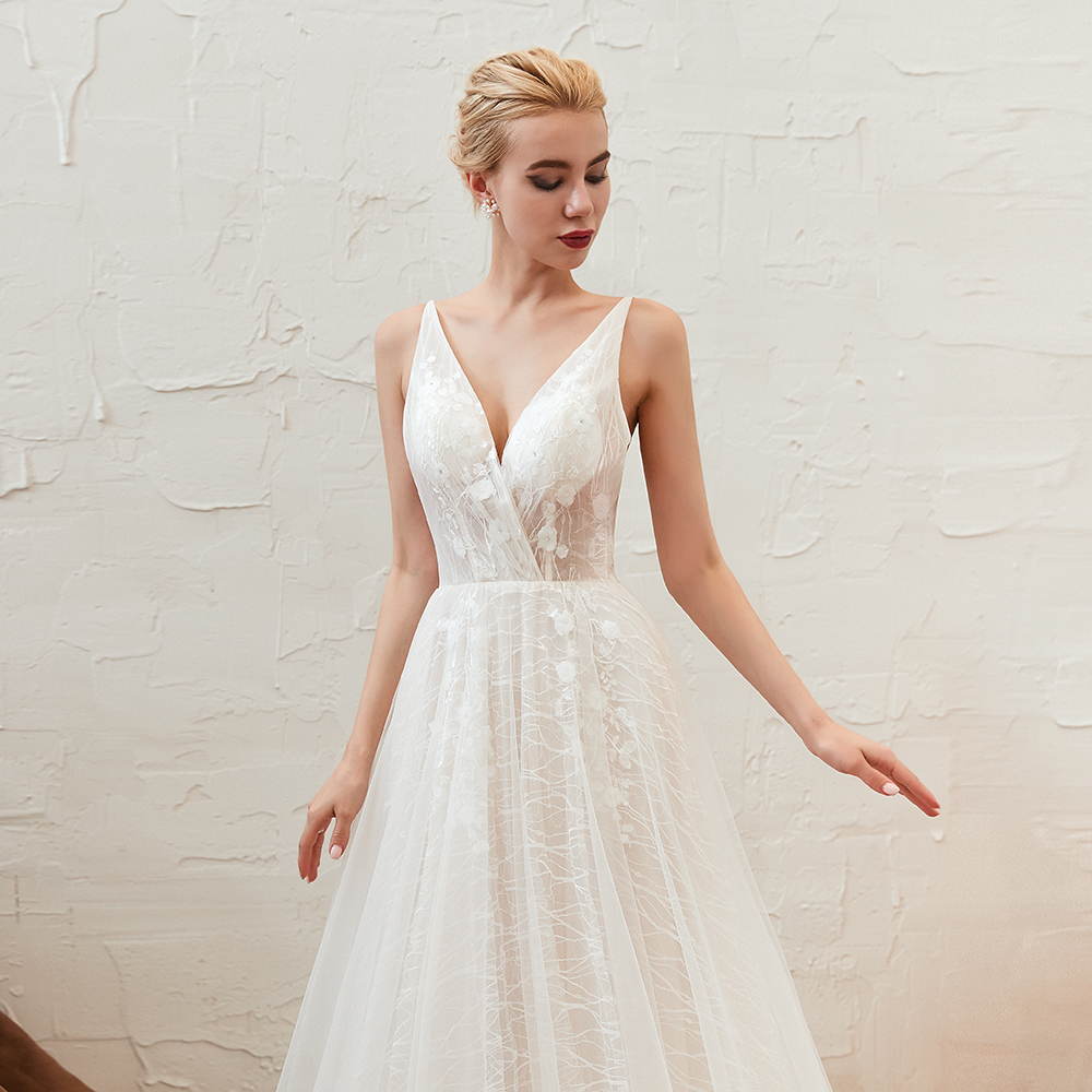 Boho Hochzeitskleid A Linie | Schlichte Brautkleider Günstig Online-Misshow.de