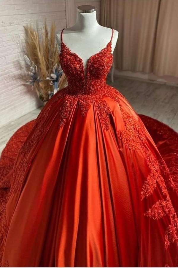 Rote Brautkleider Prinzessin | Hochzeitskleider mit Spitze