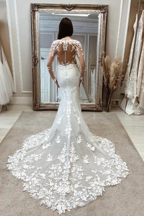 Design Hochzeitskleider Meerjungfrau Spitze | Brautkleider mit Ärmel