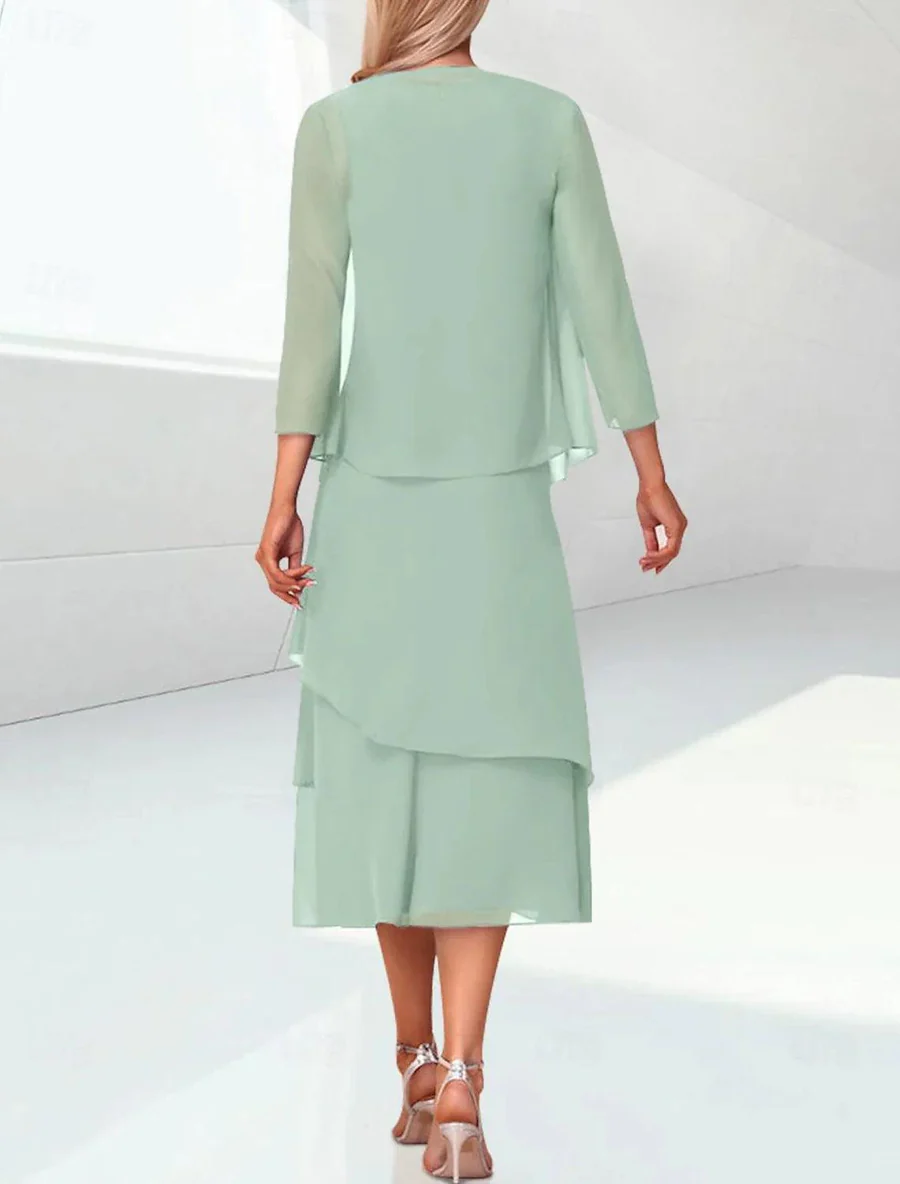 Schlichte Brautmutterkleider Kurz Chiffon Mint Grün Kleider Für Brautmutter-Misshow.de