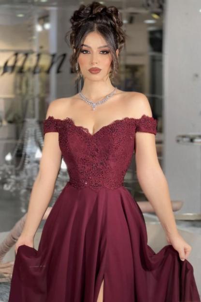 Weinrote Abendkleider Lang Schlicht Abiballkleider Ballkleider Günstig