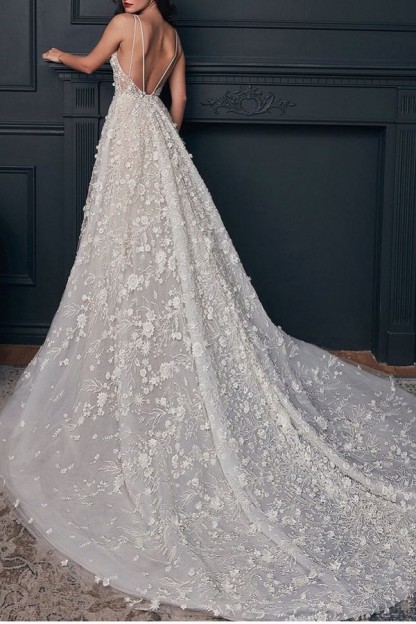 Luxus Hochzeitskleider A Linie Spitze | Brautkleider Online Kaufen