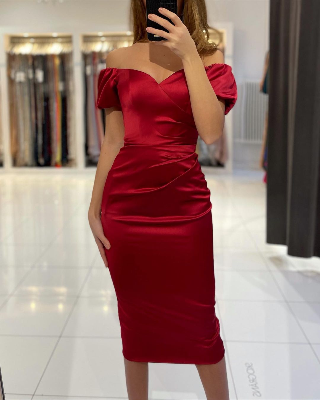 Rote Cocktailkleider Kurz | Schlichtes Abendkleid Abiballkleider-Misshow.de