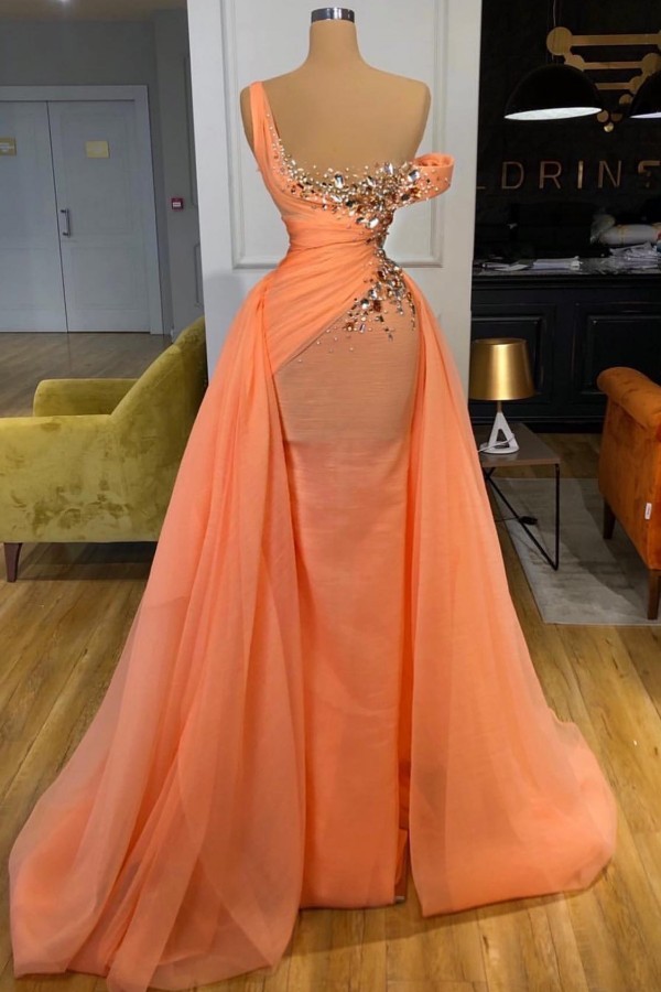 Koralle Abendkleider Lang Glitzer Ballkleider Abendmoden Online