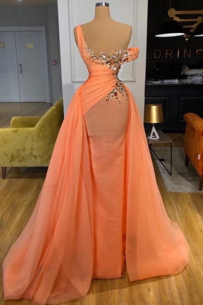 Koralle Abendkleider Lang Glitzer Ballkleider Abendmoden Online