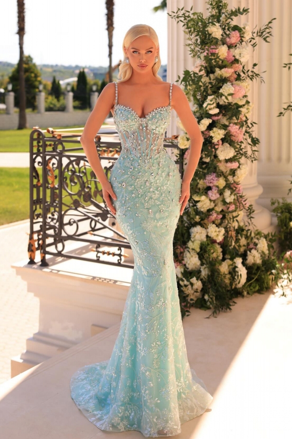 Schlichte Abendkleider Glitzer | Abendkleid Abendmode Online-Misshow.de