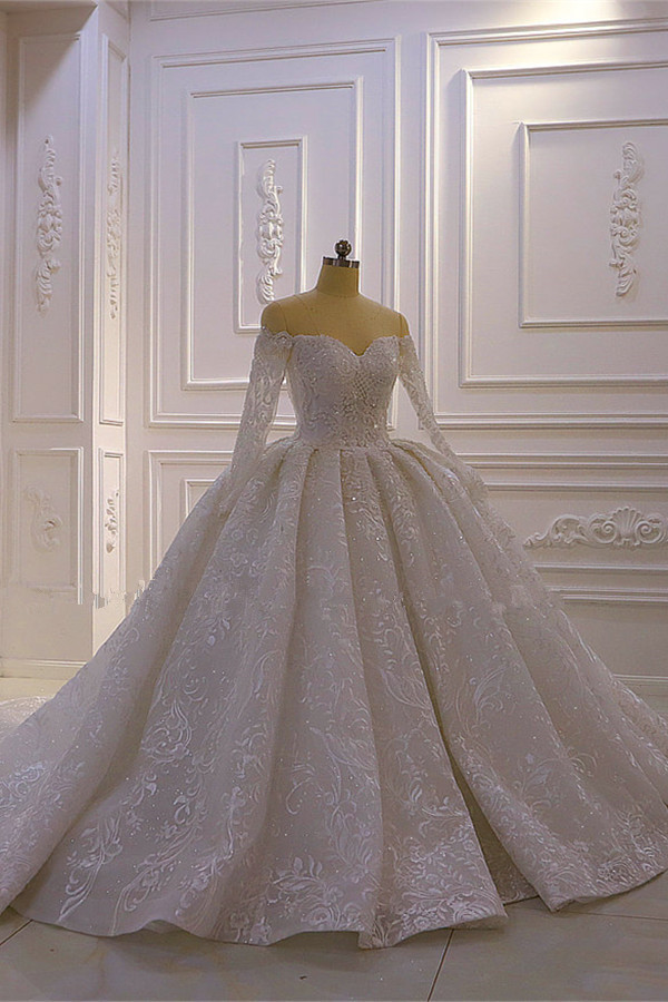 Brautkleider mit Langem Arm | Silbernes Hochzeitskleid