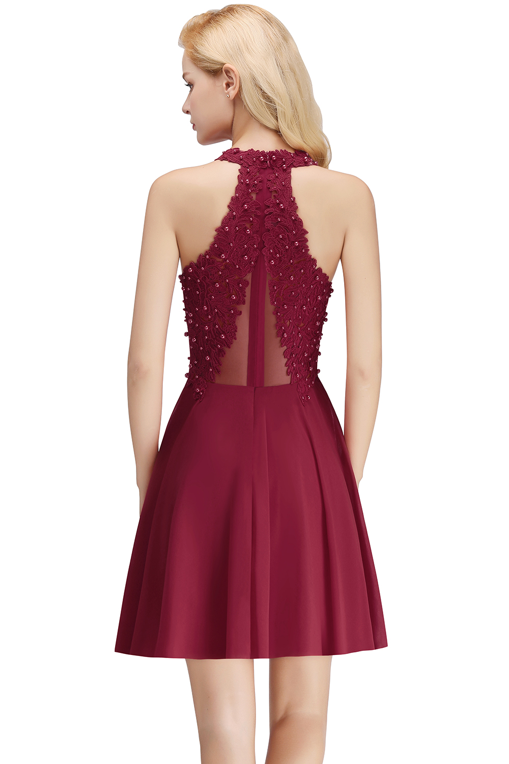 Mint Grün Chiffon Brautjungfernkleider mit Spitze Kleider Zur Hochzeit Unter50-Misshow.de