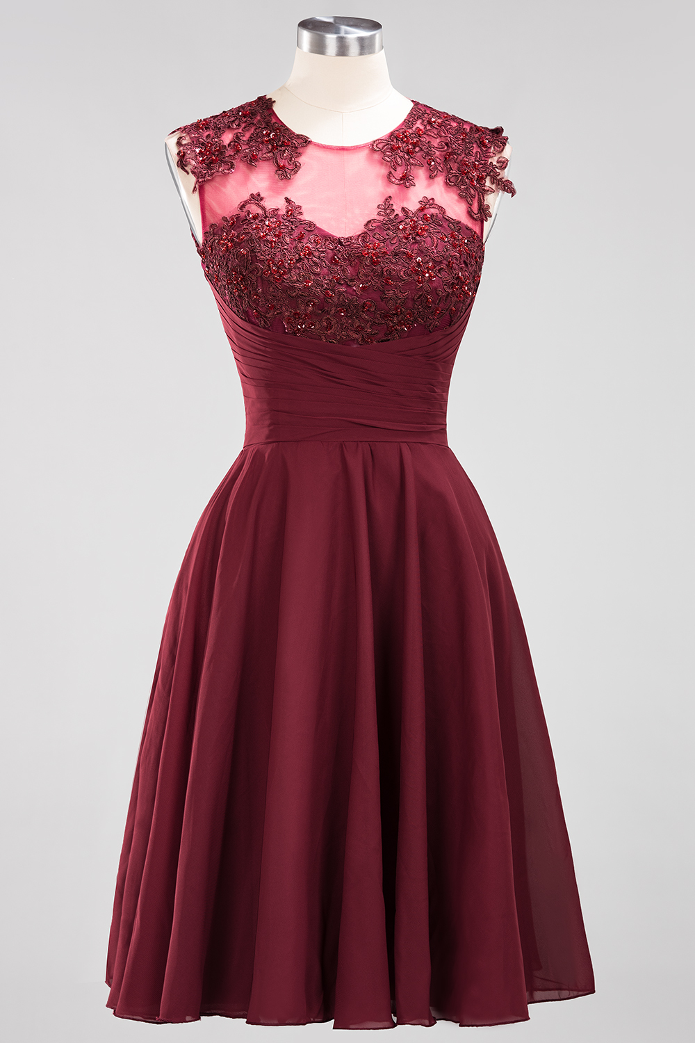 Schlichtes Abendkleid Weinrot | Cocktailkleider Kurz