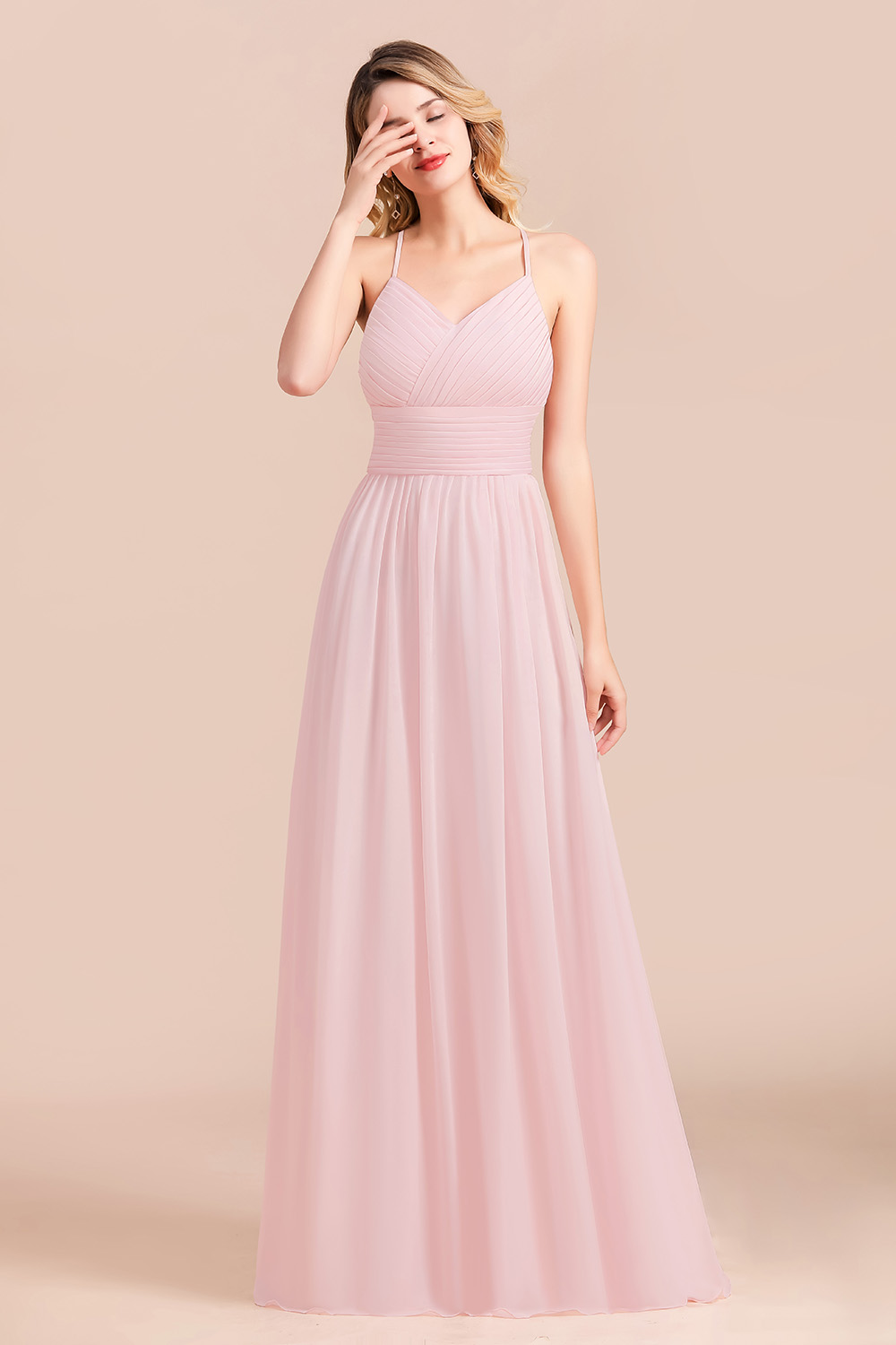 Brautjungfernkleider Lang Rosa | Schlichtes Abendkleid-Misshow.de