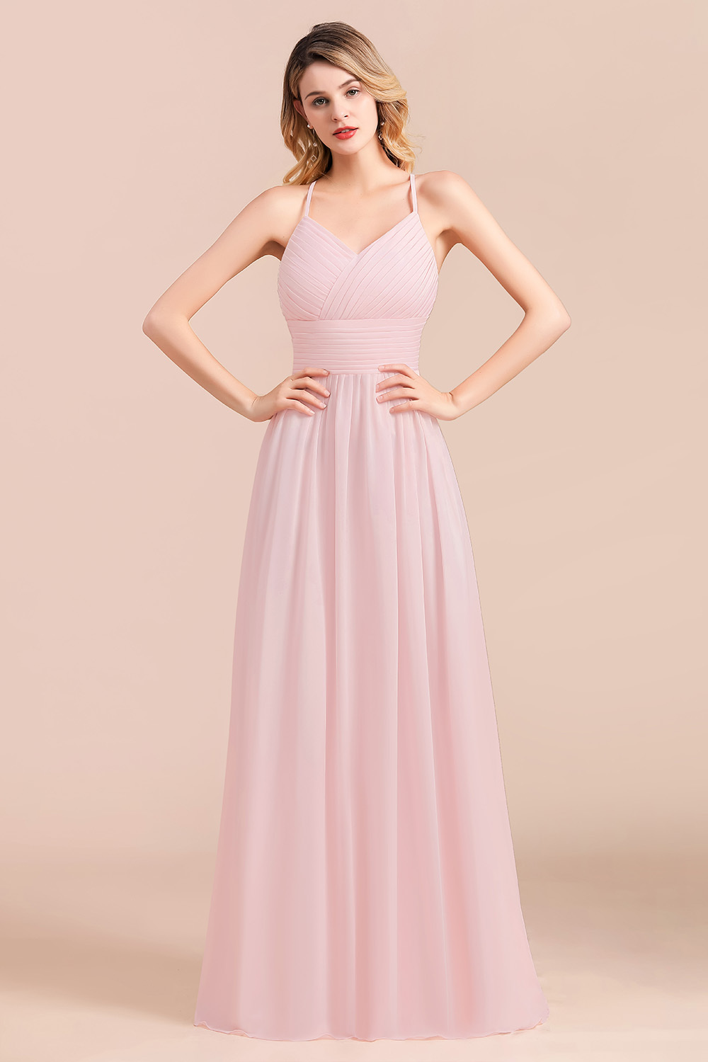 Brautjungfernkleider Lang Rosa | Schlichtes Abendkleid