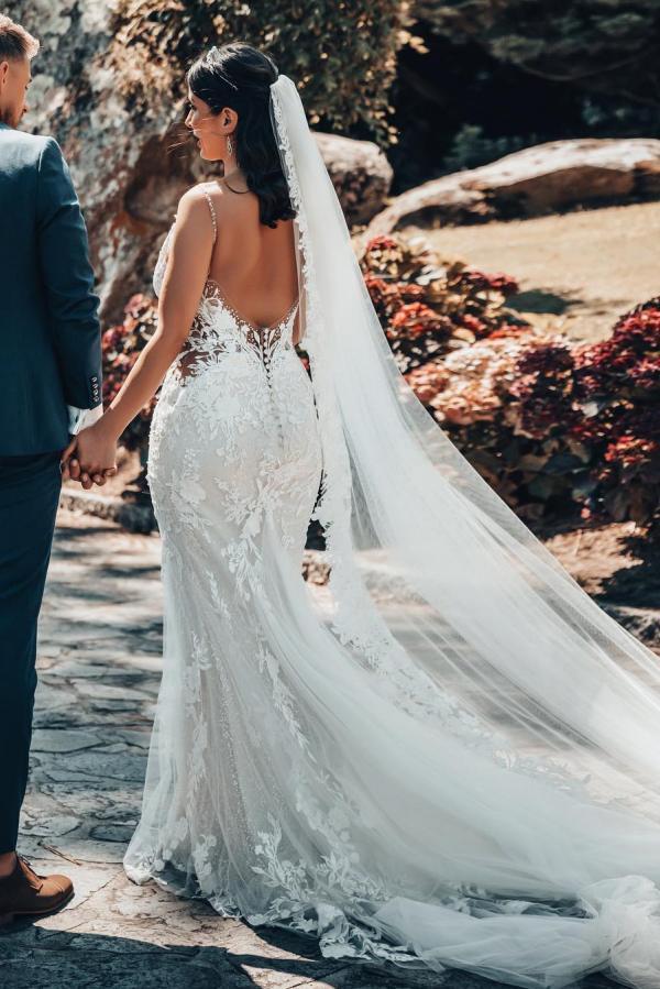 Wunderschöne Brautkleider V Ausschnitt | Hochzeitskleider Meerjungfrau Spitze