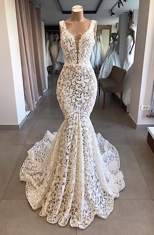 Elegante Brautkleid Spitze Meerjungfrau | Hochzeitskleid Günstig Online