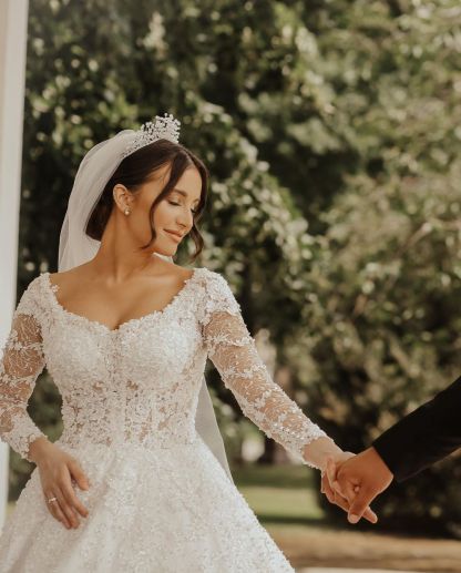 Luxus Hochzeitskleider Mit Ärmel | Brautkleider A Linie Spitze
