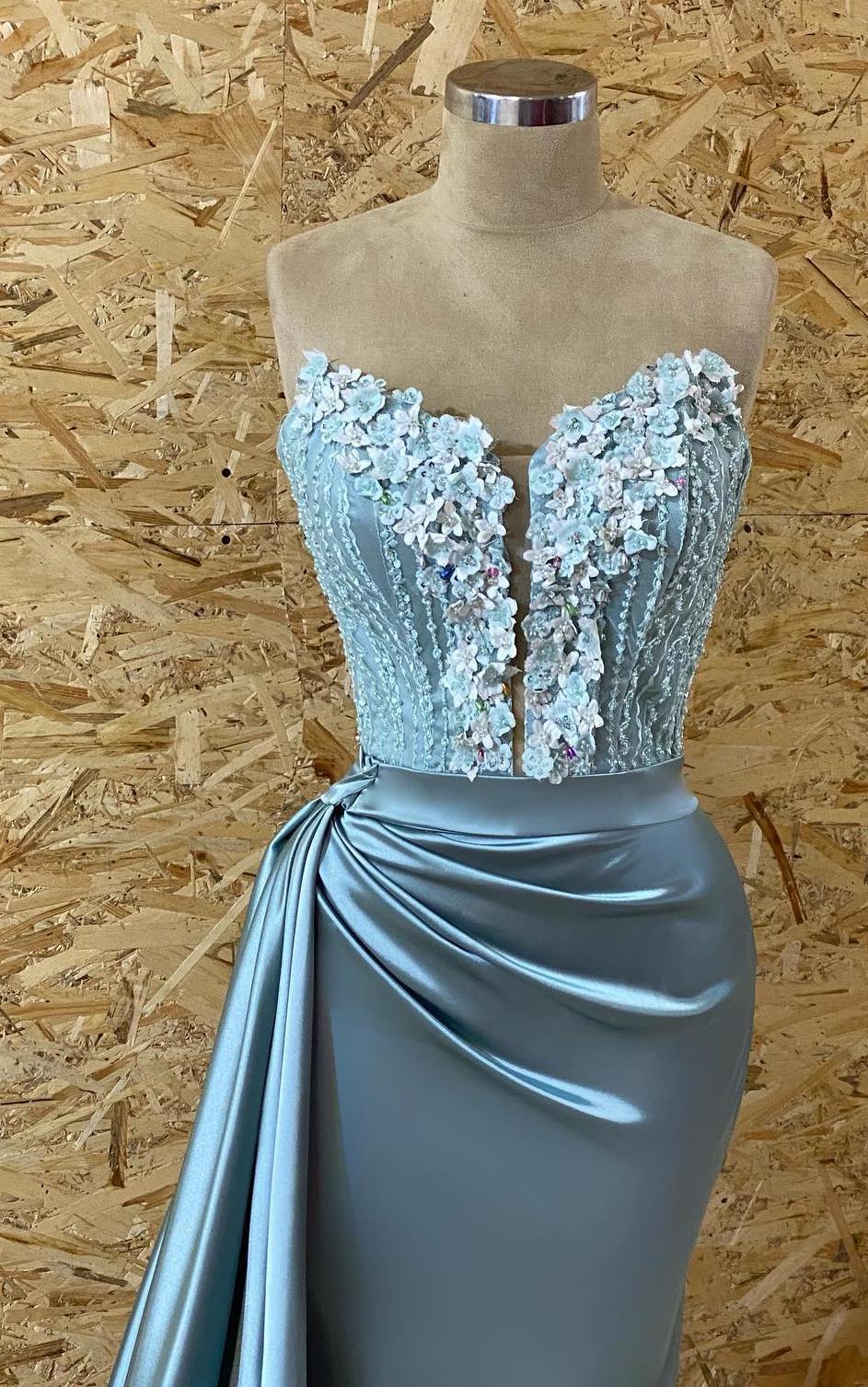 Sexy Blaue Abendkleider Lang | Abiballkleider mit Applique