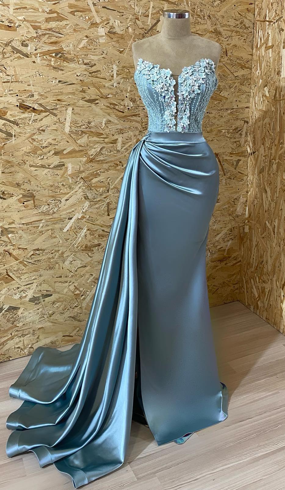 Sexy Blaue Abendkleider Lang | Abiballkleider mit Applique