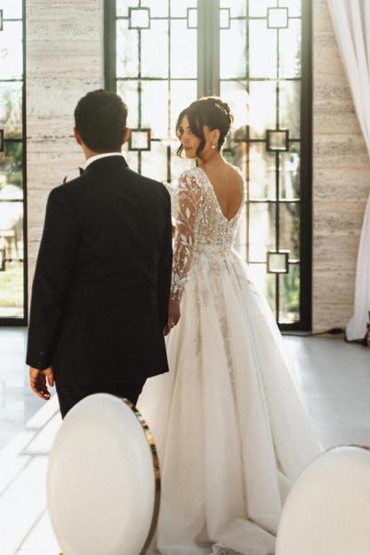 Modern Hochzeitskleider mit Ärmel | Brautkleider A Linie Spitze