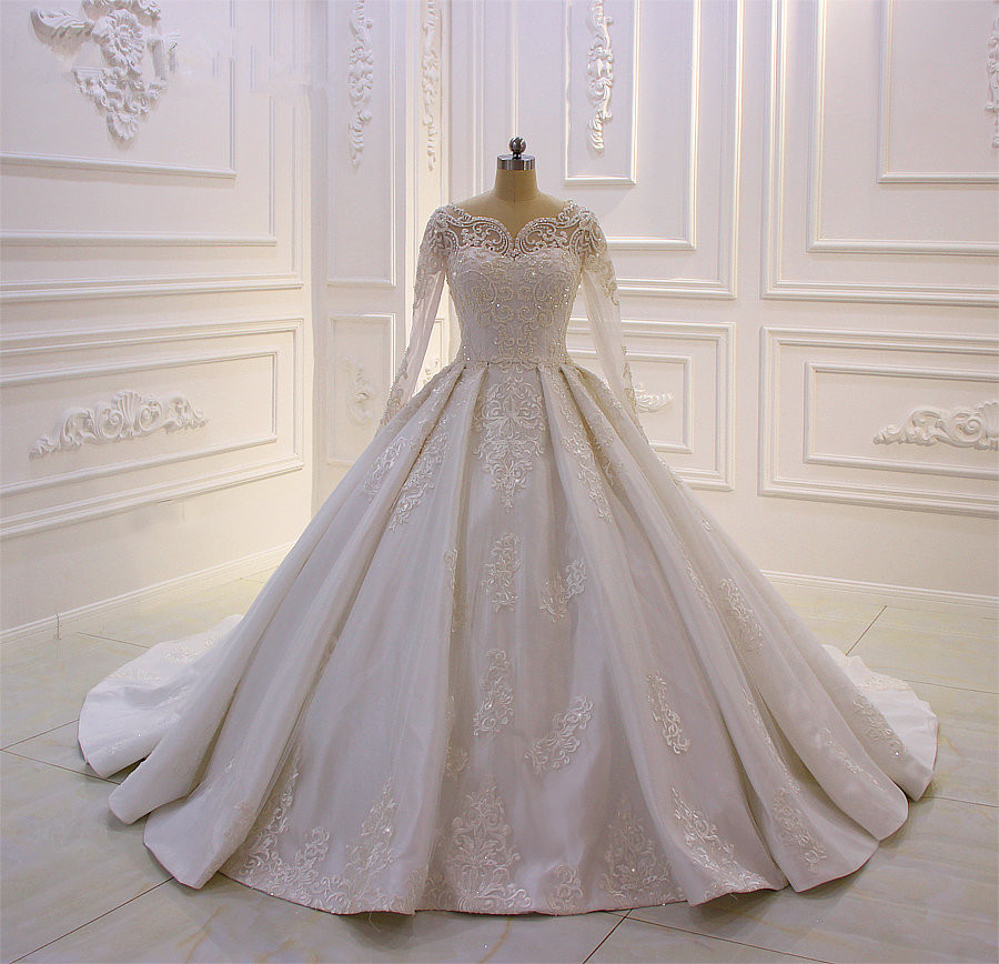 Standesamt Hochzeitskleid Lange Ärmel | Brautkleider Prinzessin-Misshow.de
