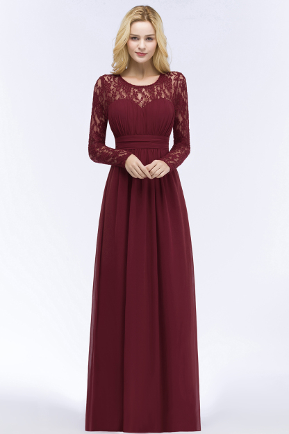 Elegante Abendkleider Lang Rot | Abiballkleider mit Ärmel
