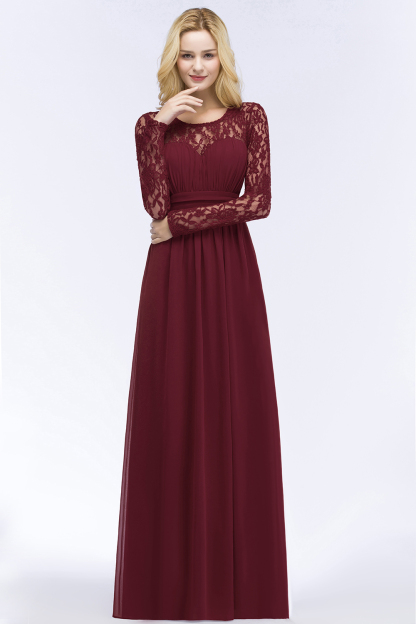 Elegante Abendkleider Lang Rot | Abiballkleider mit Ärmel