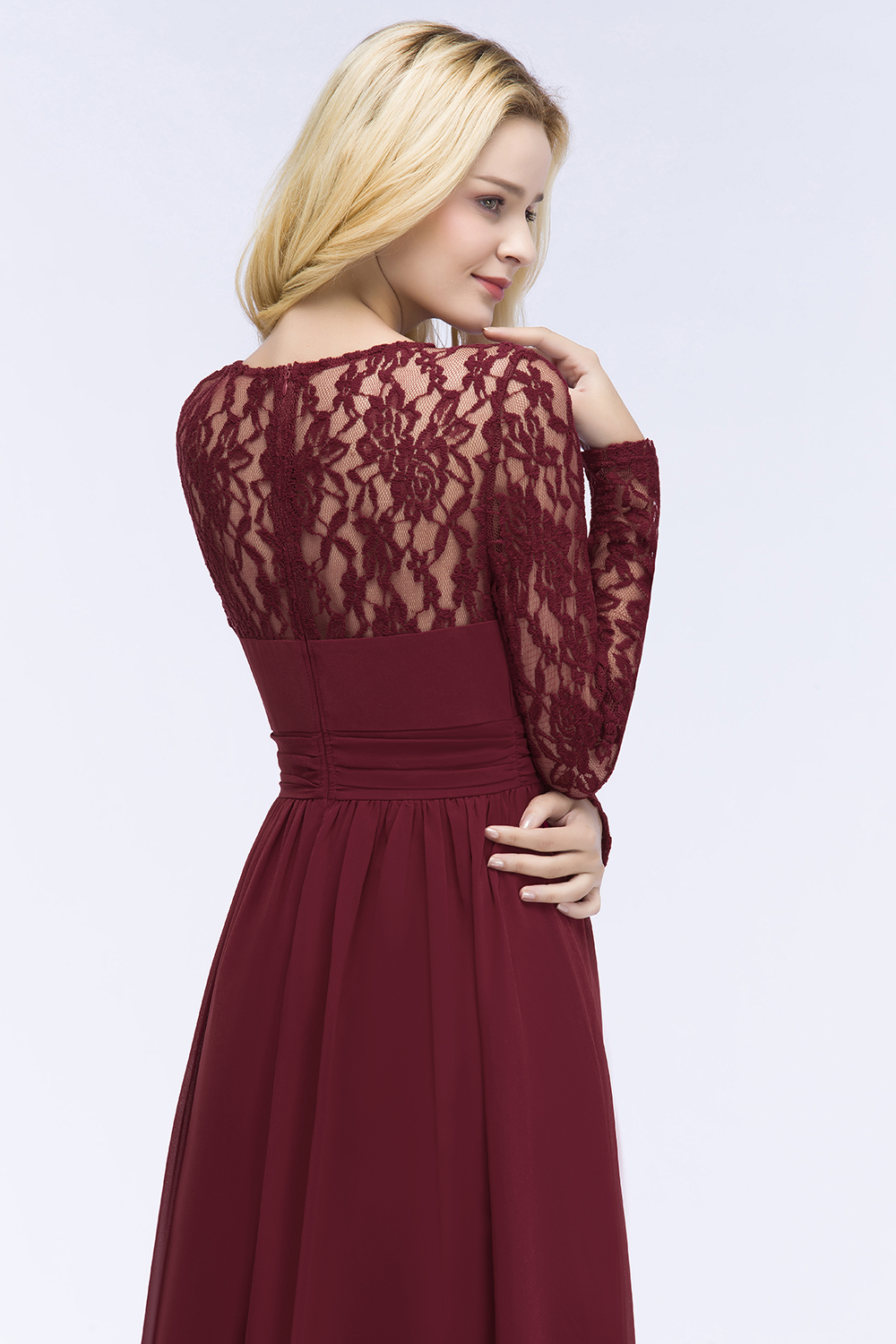 Elegante Abendkleider Lang Rot | Abiballkleider mit Ärmel-Misshow.de