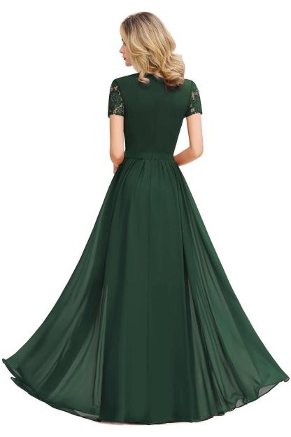Elegante Abendkleider Lang Weinrot | Abiballkleider Ballkleider mit Ärmel