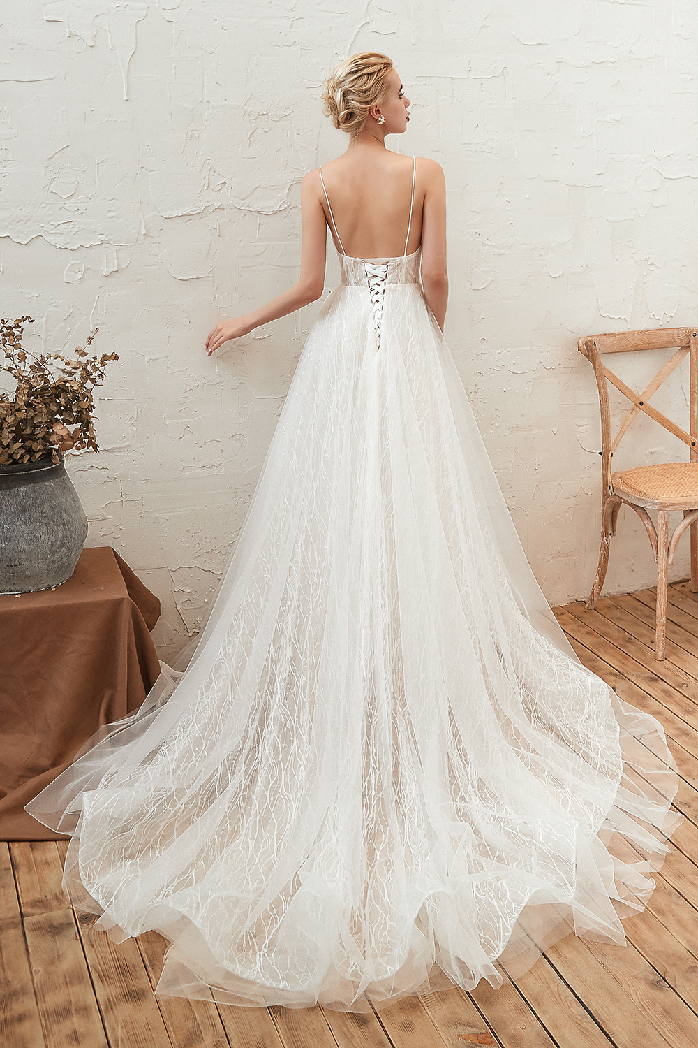 Boho Hochzeitskleid A Linie | Schlichte Brautkleider Günstig Online-Misshow.de