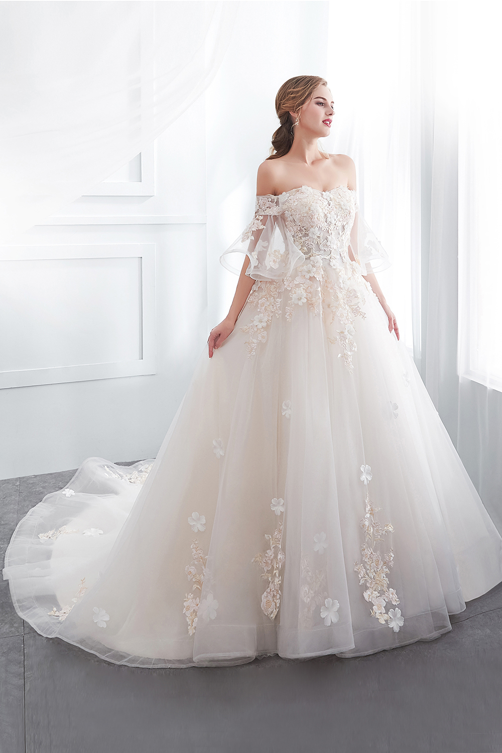 Hochzeitskleider Prinzessin Luxus | Brautkleider mit Ärmel
