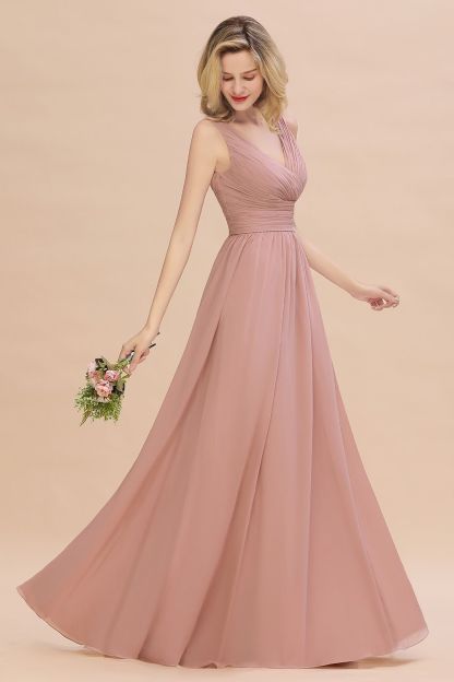 Günstige Brautjungfernkleider Altrosa | Chiffon Kleider Abendmoden Online