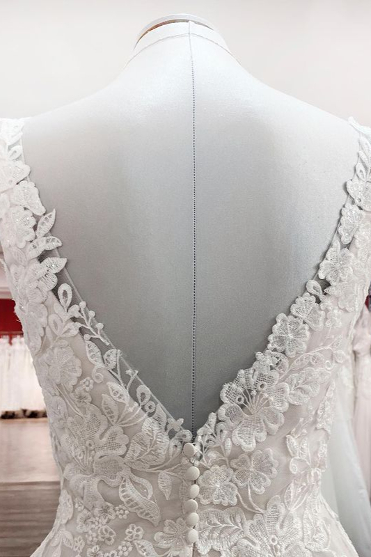 Designer Hochzeitskleider V Ausschnitt | Brautkleider A Linie Spitze