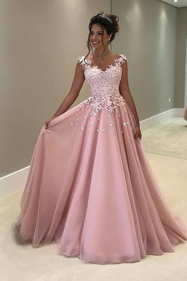 Rosa Abendkleider Lang Günstig Ballkleider Abiballkleider Online-Misshow.de