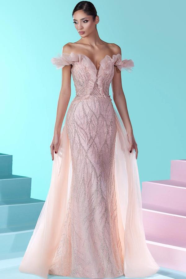 Rosa Abendkleid Lang Günstig | Abiballkleider mit Glitzer