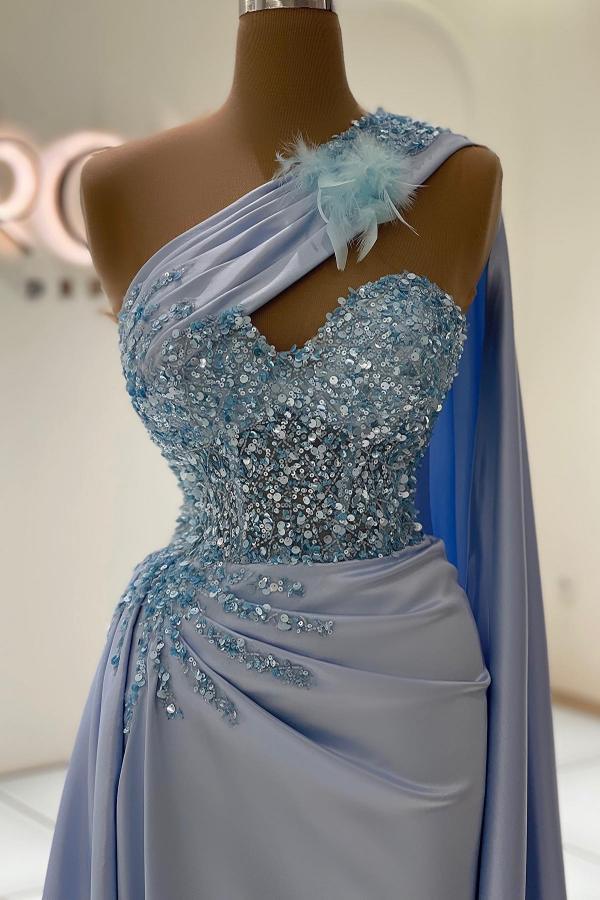 Blaue Abendkleider mit Glitzer | Abiballkleider Lang Günstig