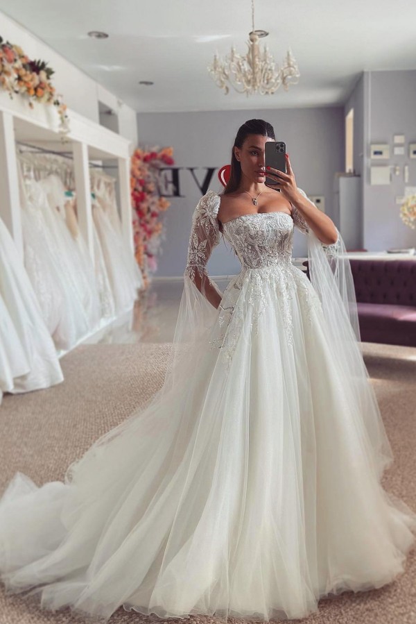 Extrvagante Hochzeitskleider A Linie Glitzer Brautmoden Online