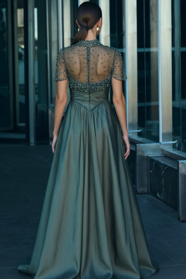 Elegante Abendkleider Lang Dunkel Grün Ballkleider Glitzer Online