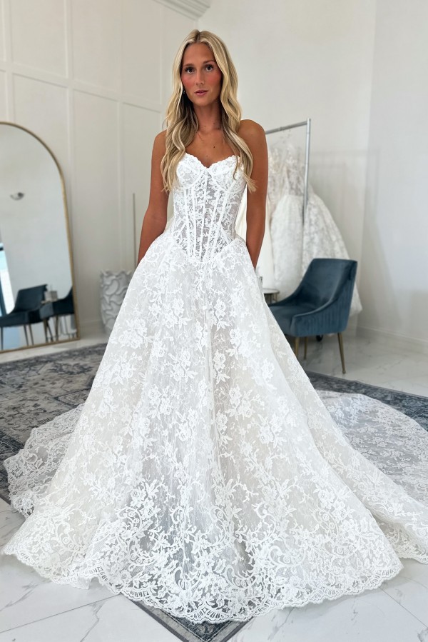 Vintage Hochzeitskleider A Linie Spitze Standesamt Brautkleid Brautmoden