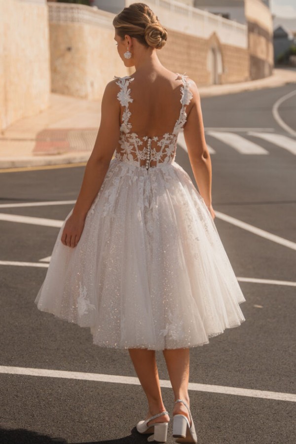 Designer Hochzeitskleider Satandesamt Kurze Brautkleider Spitze