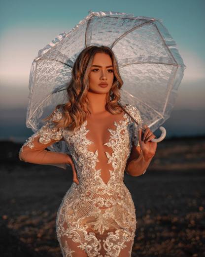 Wunderschöne Brautkleider Meerjungfrau Spitze | Hochzeitskleider mit Ärmel