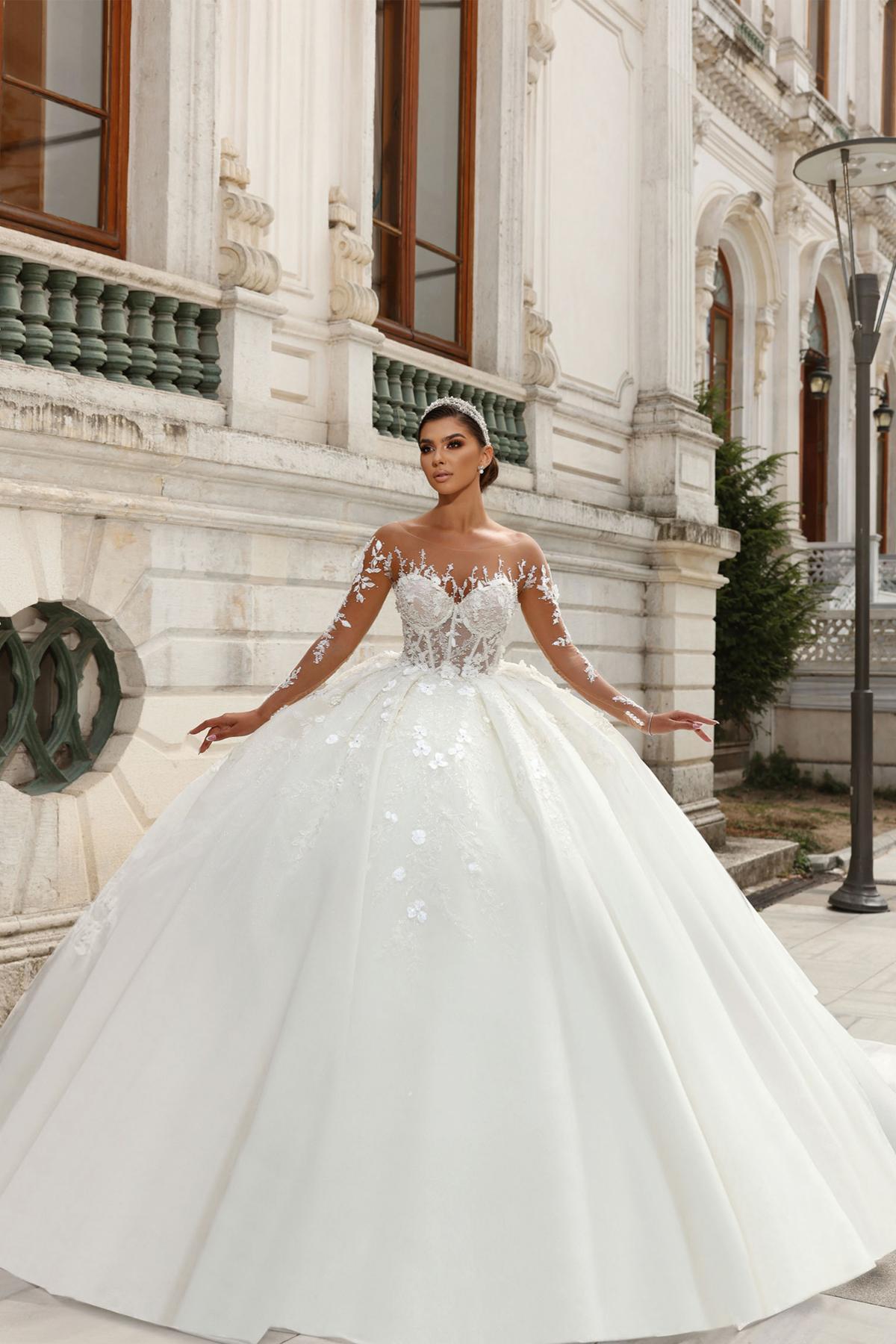 Designer Brautkleider Mit Ärmel Luxus Hochzeitskleider Prinzessin