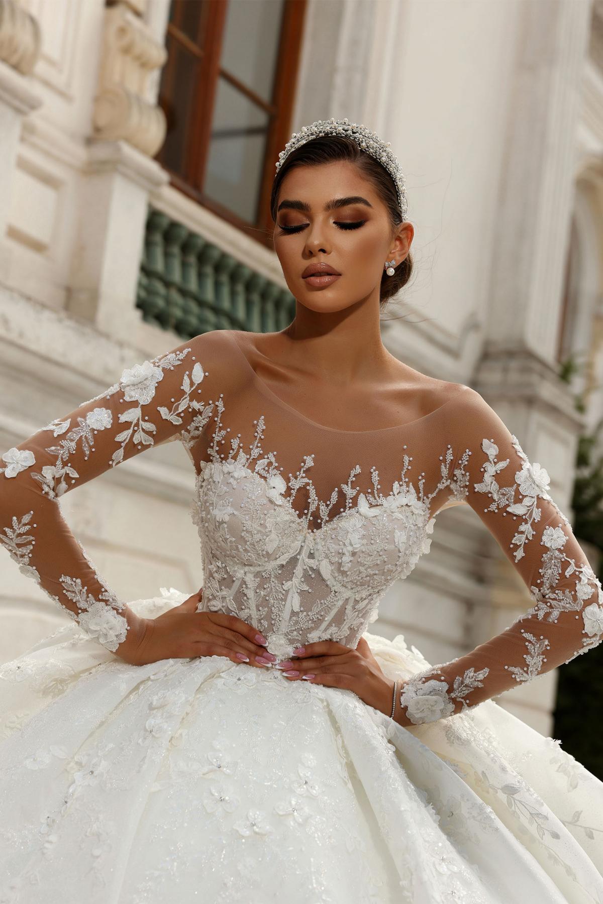 Designer Brautkleider Mit Ärmel Luxus Hochzeitskleider Prinzessin-Misshow.de
