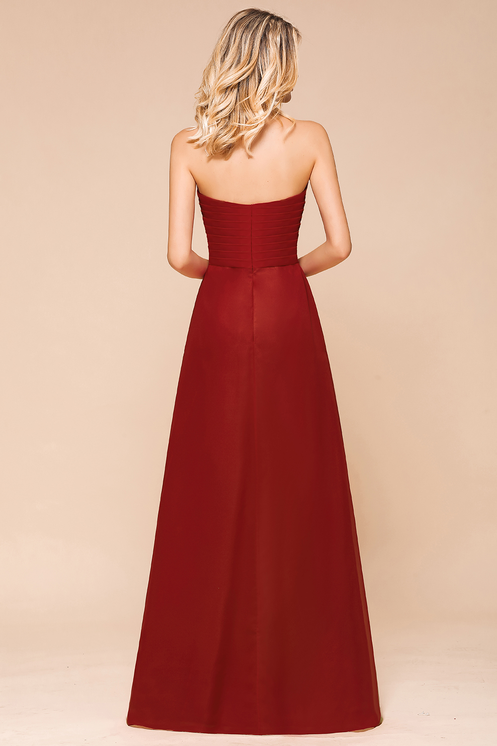 Rotes Brautjungfernkleid Günstig | Lange Brautjungfernkleider Chiffon-Misshow.de