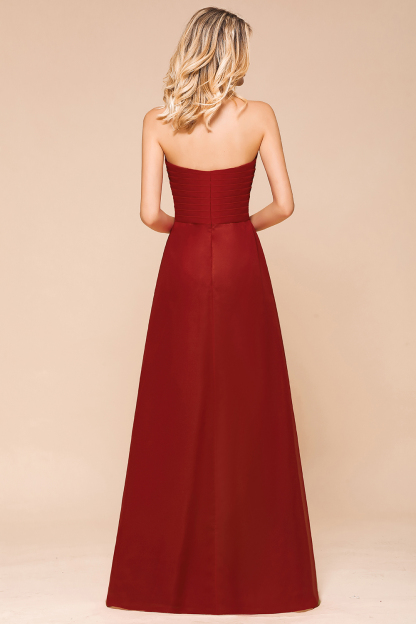 Rotes Brautjungfernkleid Günstig | Lange Brautjungfernkleider Chiffon