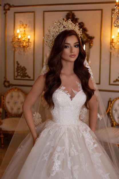 Designer Hochzeitskleider A Linie | Brautkleider mit Spitze