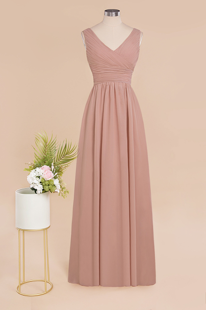 Günstige Brautjungfernkleider Altrosa | Chiffon Kleider Abendmoden Online