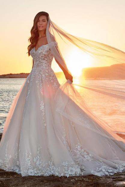 Elegante Brautkleider A Linie Spitze Summer Hochzeitskleider Strand