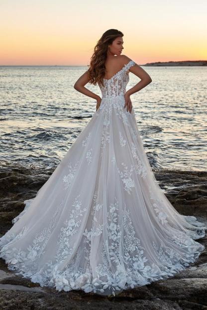 Elegante Brautkleider A Linie Spitze Summer Hochzeitskleider Strand