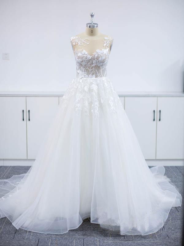 Wunderschöne Brautkleider A Linie Spitze | Hochzeitskleider Online Günstig-Misshow.de
