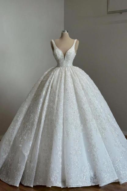 Schöne Brautkleider Prinzessin Glitzer | Hochzeitskleider mit Spitze